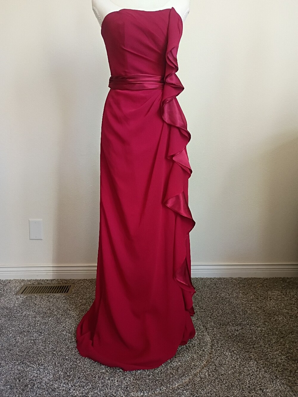 Strapless Burgendy Homecoming Dress